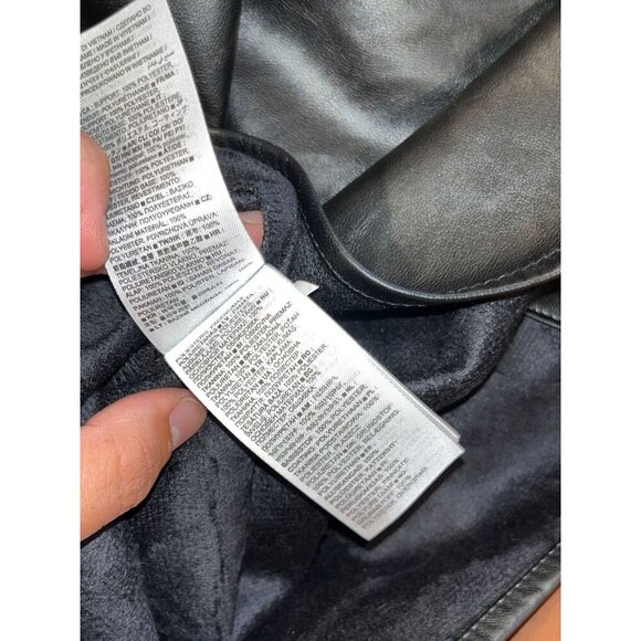 NWT Gap Black Puff Sleeve Faux-Leather Mini Shirtdress Women sixe XXL - Picture 7 of 8